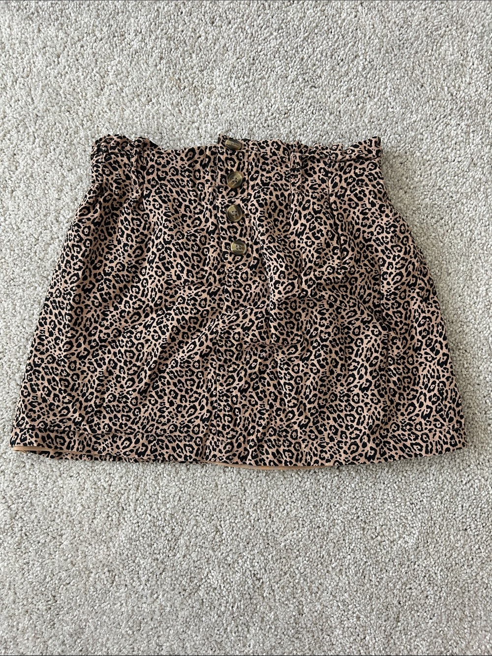 American Eagle Outfitters Leopard-Print Button-Front Mini Skirt in Tan and Black